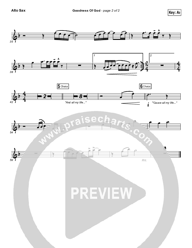 Goodness Of God Alto Sax (Bethel Music / Jenn Johnson)
