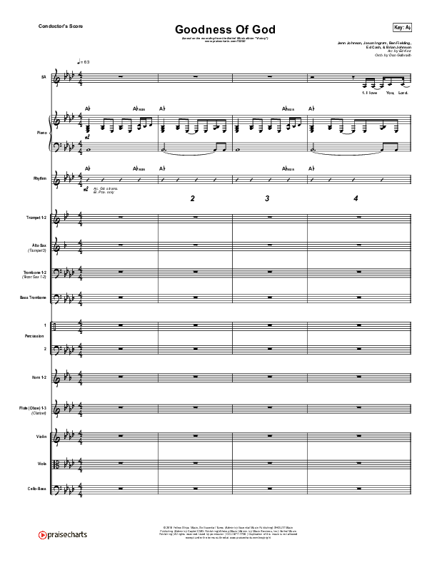 Goodness Of God Conductor's Score (Bethel Music / Jenn Johnson)