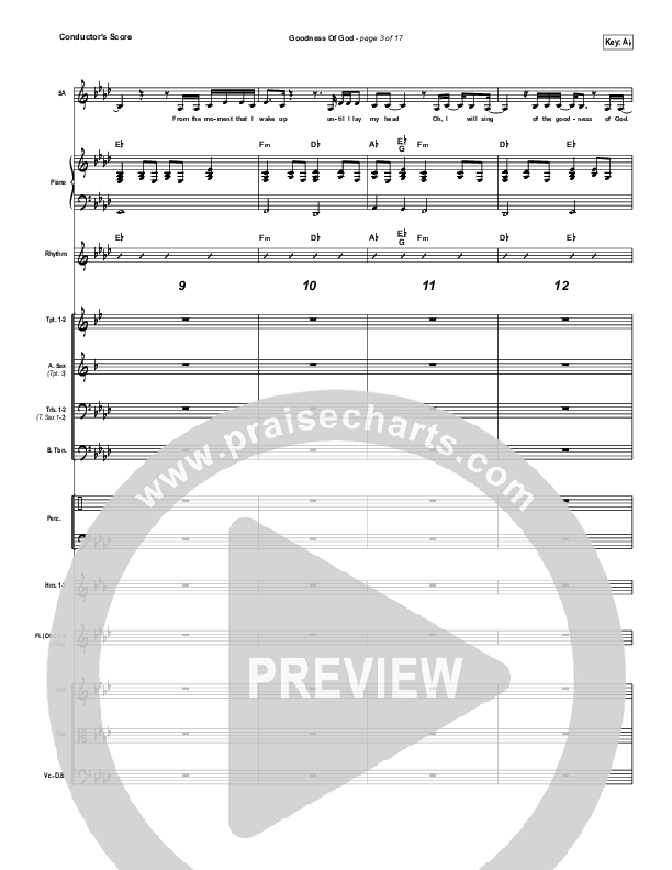 Goodness Of God Conductor's Score (Bethel Music / Jenn Johnson)