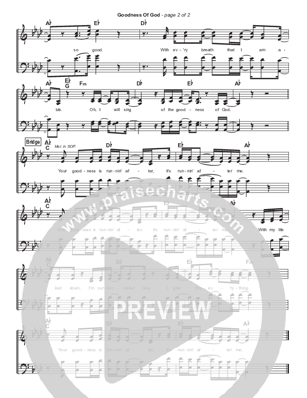 Goodness Of God Hymn Sheet (Bethel Music / Jenn Johnson)