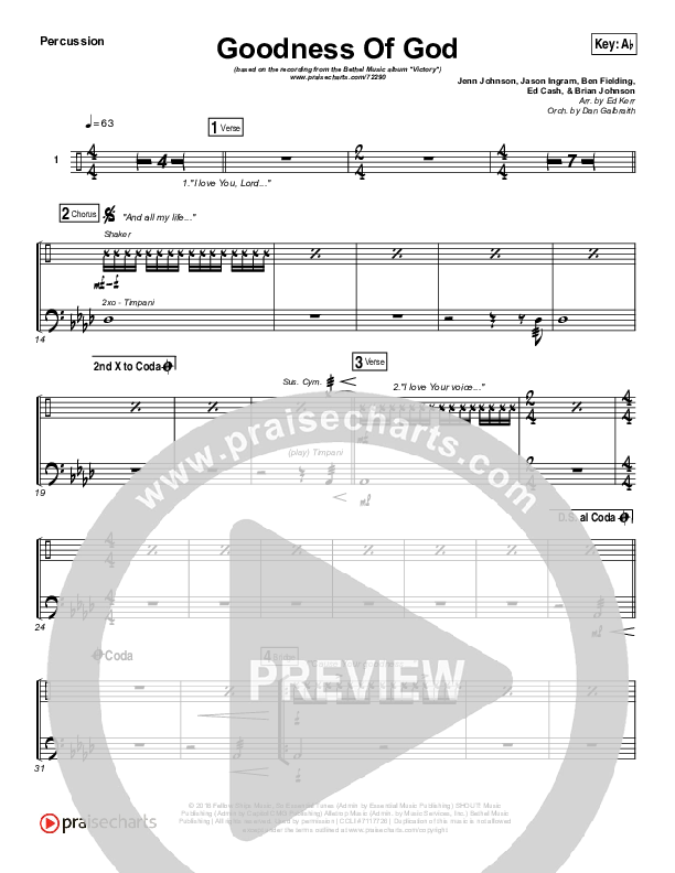 Goodness Of God Percussion (Bethel Music / Jenn Johnson)