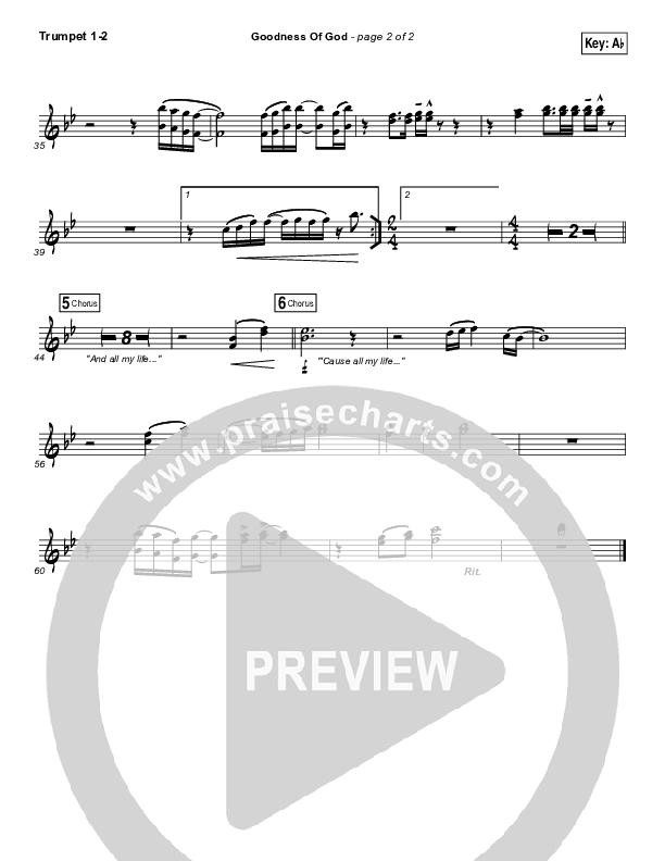 Goodness Of God Trumpet 1,2 (Bethel Music / Jenn Johnson)