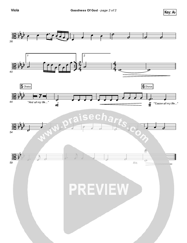 Goodness Of God Viola (Bethel Music / Jenn Johnson)