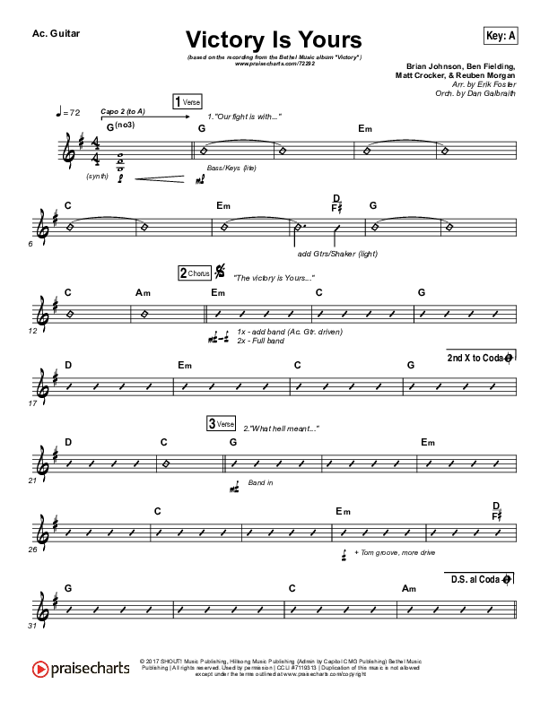 Victory Is Yours Acoustic Guitar (Bethel Music / Bethany Wohrle)