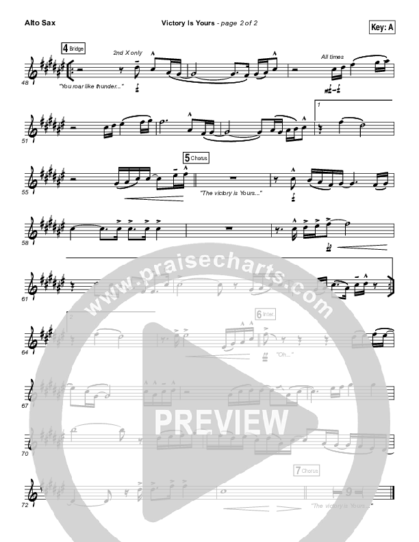 Victory Is Yours Alto Sax (Bethel Music / Bethany Wohrle)