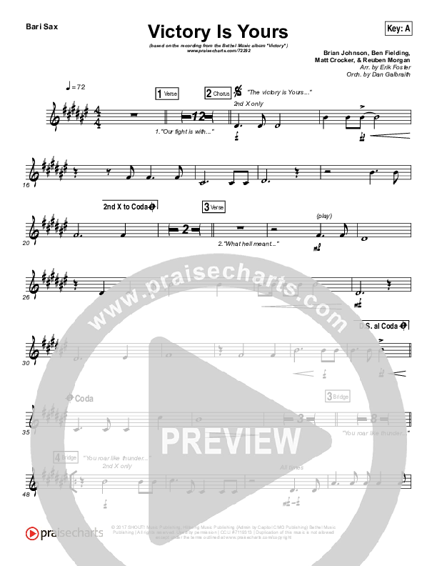 Victory Is Yours Bari Sax (Bethel Music / Bethany Wohrle)
