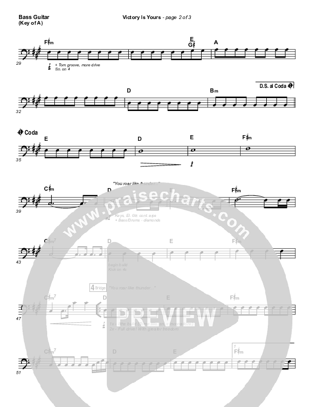 Victory Is Yours Bass Guitar (Bethel Music / Bethany Wohrle)