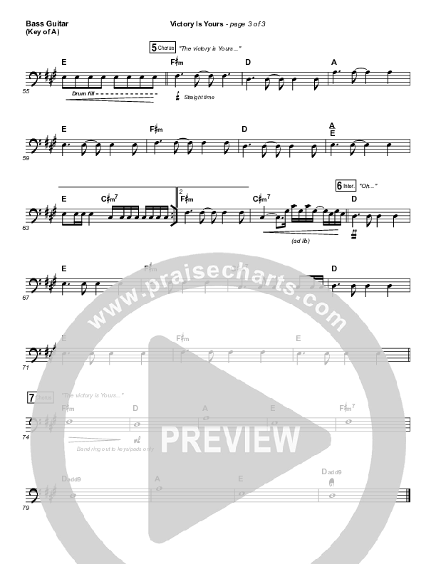 Victory Is Yours Bass Guitar (Bethel Music / Bethany Wohrle)