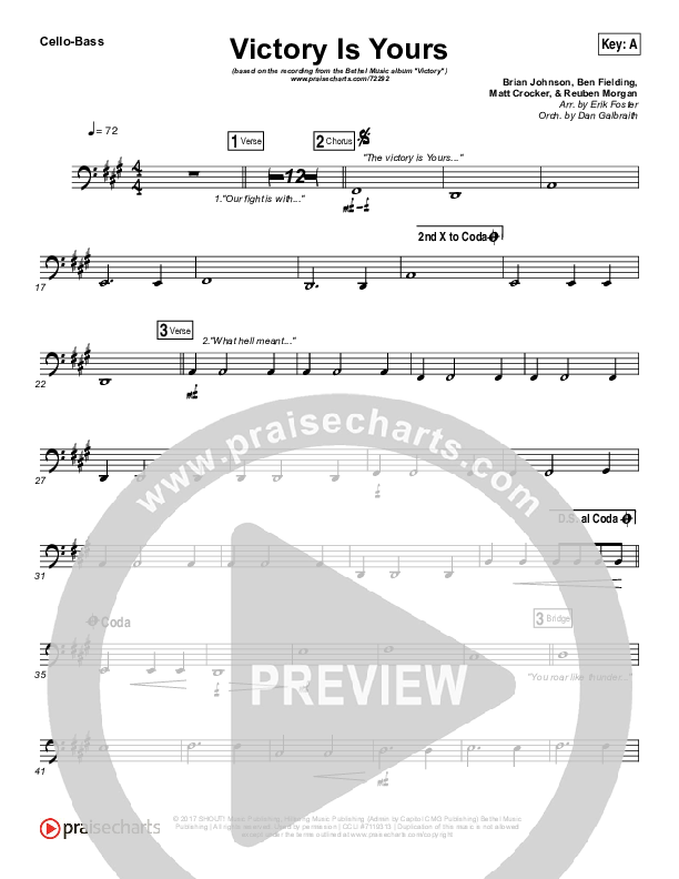 Victory Is Yours Cello/Bass (Bethel Music / Bethany Wohrle)