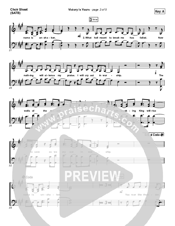 Victory Is Yours Choir Vocals (SATB) (Bethel Music / Bethany Wohrle)