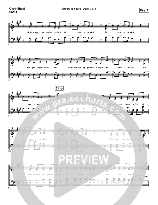 Victory Is Yours Choir Sheet (SATB) (Bethel Music / Bethany Wohrle)