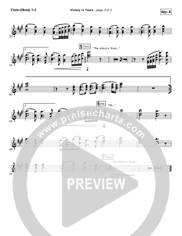 Victory Is Yours Flute/Oboe 1/2/3 (Bethel Music / Bethany Wohrle)