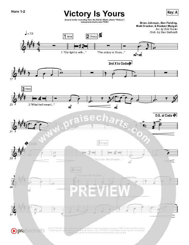 Victory Is Yours French Horn 1/2 (Bethel Music / Bethany Wohrle)