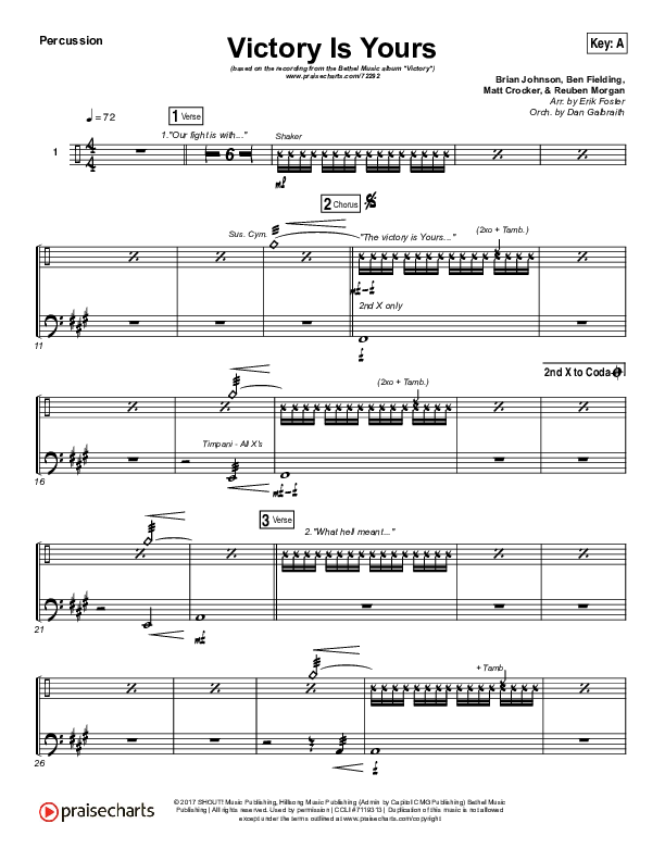 Victory Is Yours Percussion (Bethel Music / Bethany Wohrle)