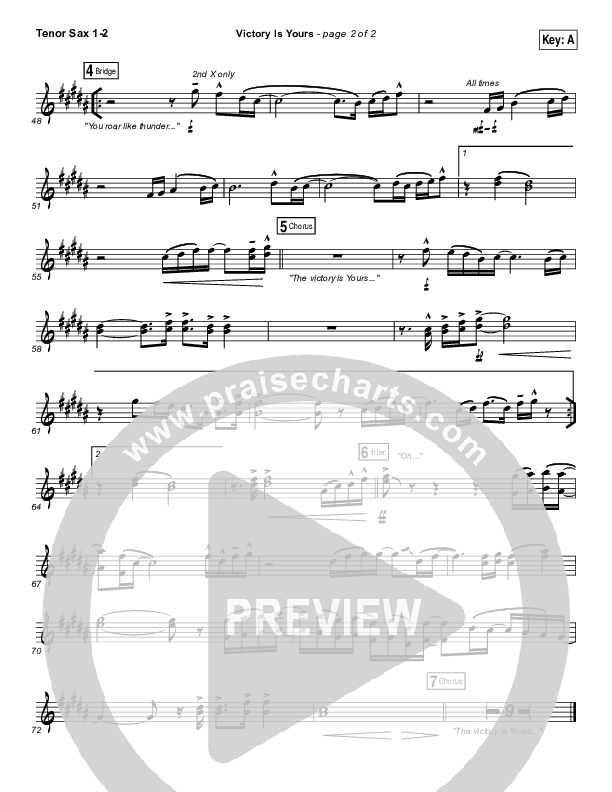 Victory Is Yours Tenor Sax 1/2 (Bethel Music / Bethany Wohrle)
