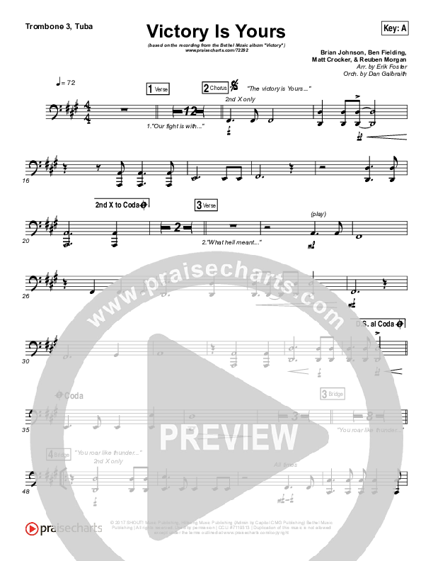Victory Is Yours Trombone 3/Tuba (Bethel Music / Bethany Wohrle)