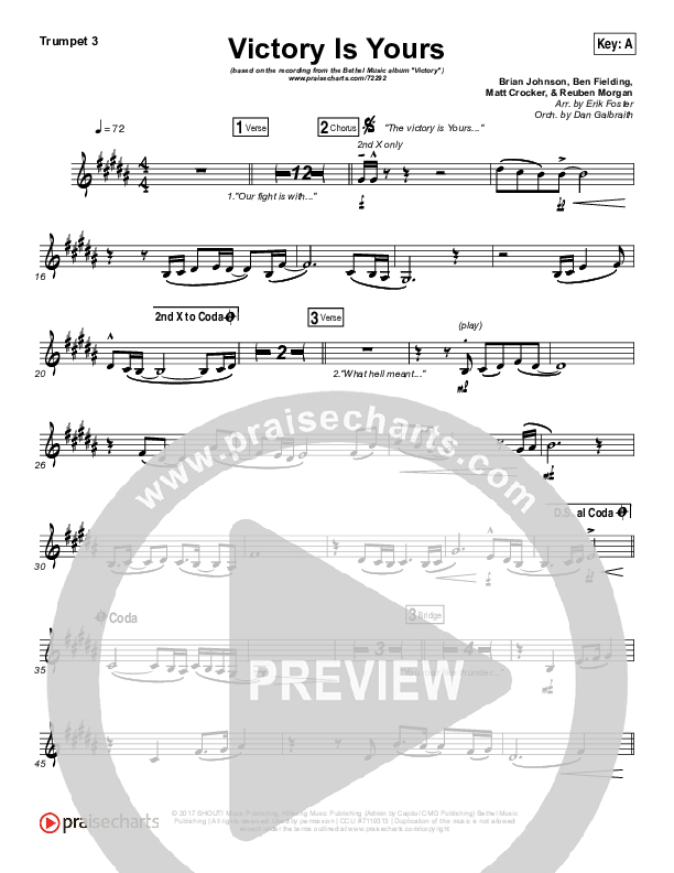 Victory Is Yours Trumpet 3 (Bethel Music / Bethany Wohrle)