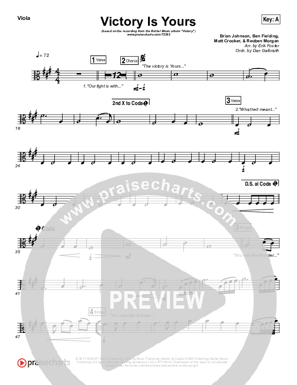 Victory Is Yours Viola (Bethel Music / Bethany Wohrle)