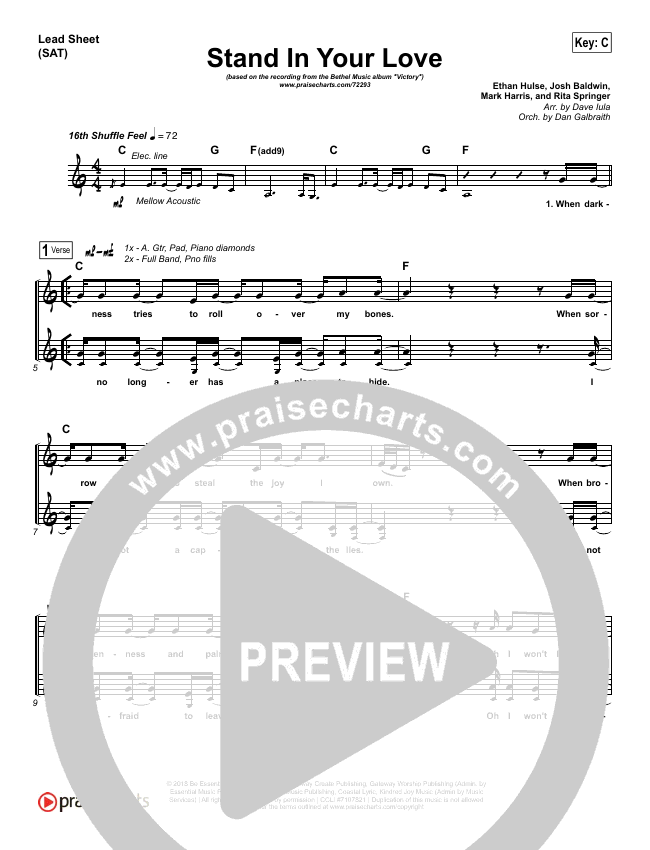 Stand In Your Love Sheet Music (Bethel Music / Josh Baldwin) PraiseCharts