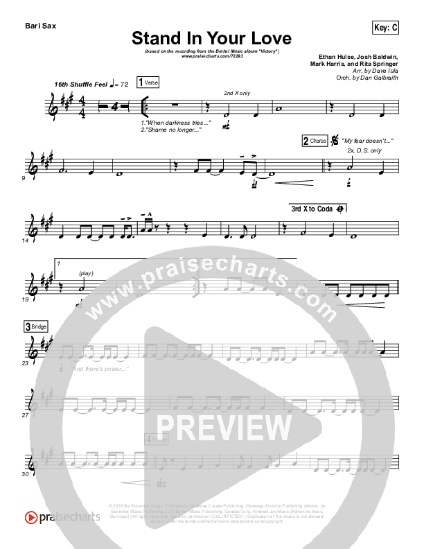 Stand In Your Love Bari Sax (Bethel Music / Josh Baldwin)