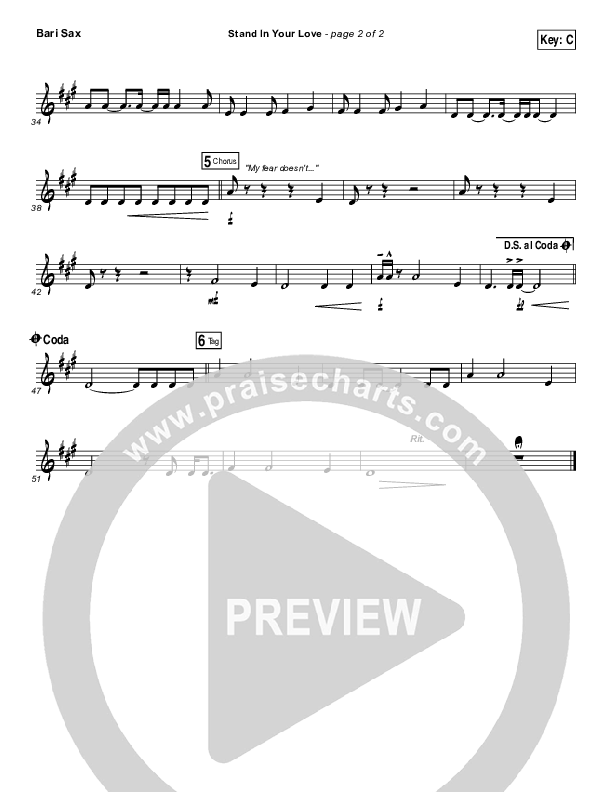 Stand In Your Love Bari Sax (Bethel Music / Josh Baldwin)