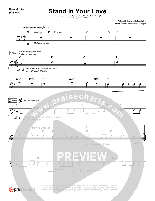 Stand In Your Love Bass Guitar (Bethel Music / Josh Baldwin)