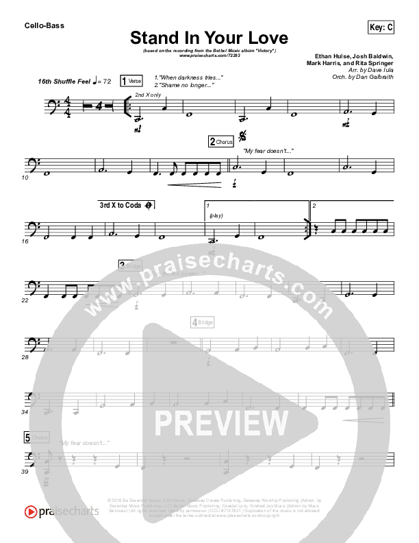 Stand In Your Love Cello/Bass (Bethel Music / Josh Baldwin)