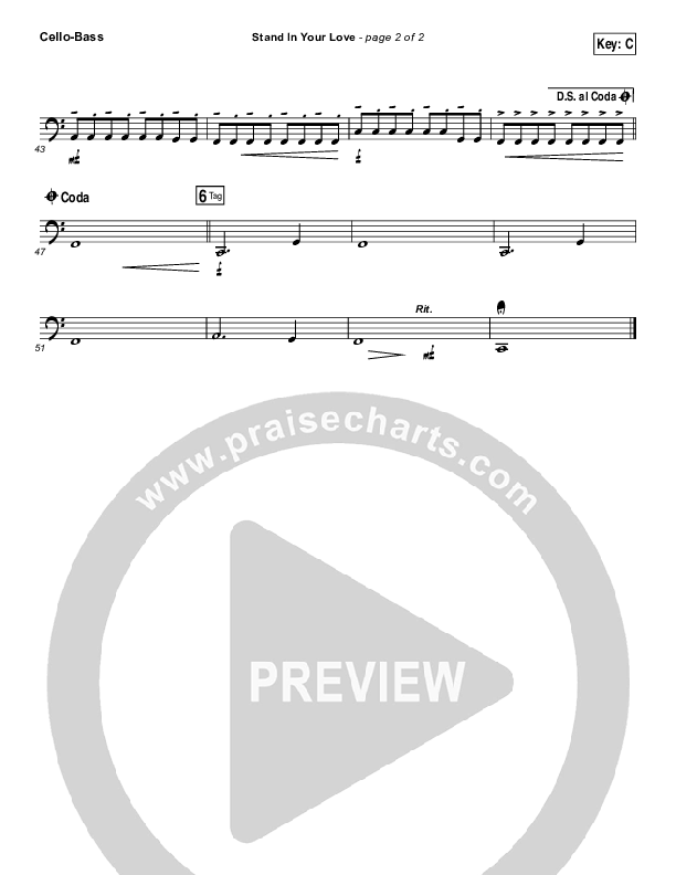 Stand In Your Love Cello/Bass (Bethel Music / Josh Baldwin)