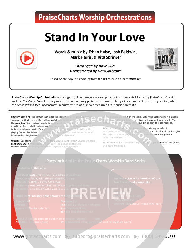 Stand In Your Love Cover Sheet (Bethel Music / Josh Baldwin)