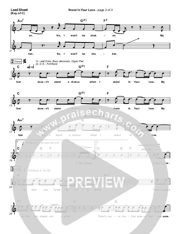 Stand In Your Love Lead Sheet (Melody) (Bethel Music / Josh Baldwin)