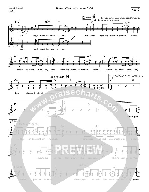 Stand In Your Love Lead Sheet (SAT) (Bethel Music / Josh Baldwin)