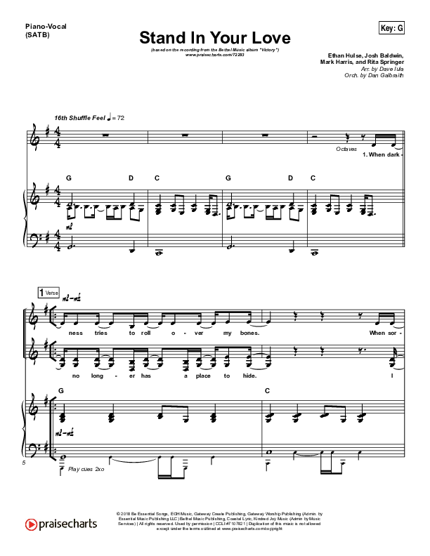 Stand In Your Love Sheet Music PDF (Bethel Music / Josh Baldwin ...