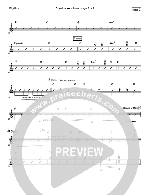 Stand In Your Love Rhythm Chart (Bethel Music / Josh Baldwin)