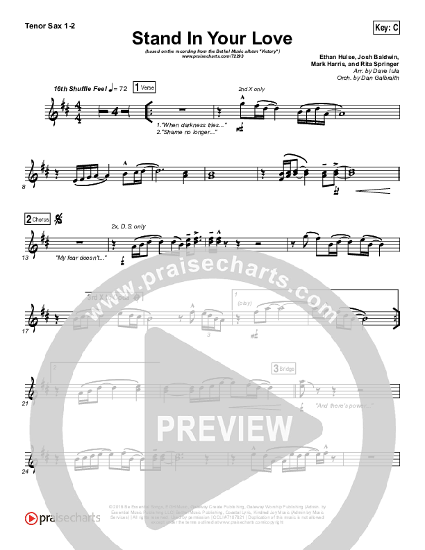 Stand In Your Love Tenor Sax 1/2 (Bethel Music / Josh Baldwin)