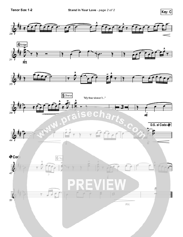 Stand In Your Love Tenor Sax 1/2 (Bethel Music / Josh Baldwin)
