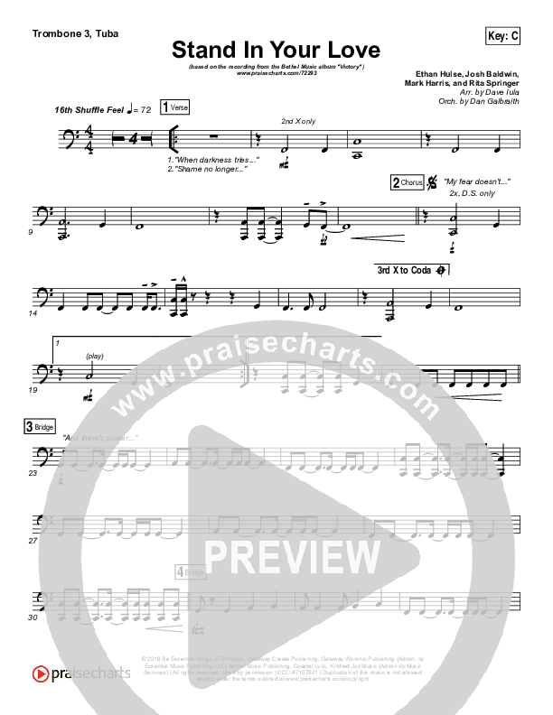 Stand In Your Love Trombone 3/Tuba (Bethel Music / Josh Baldwin)