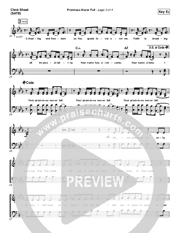 Promises Never Fail Choir Sheet (SATB) (Bethel Music / Emmy Rose)