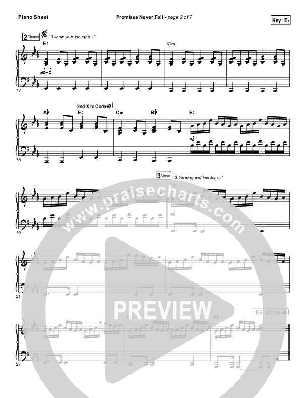 Promises Never Fail Piano Sheet (Bethel Music / Emmy Rose)