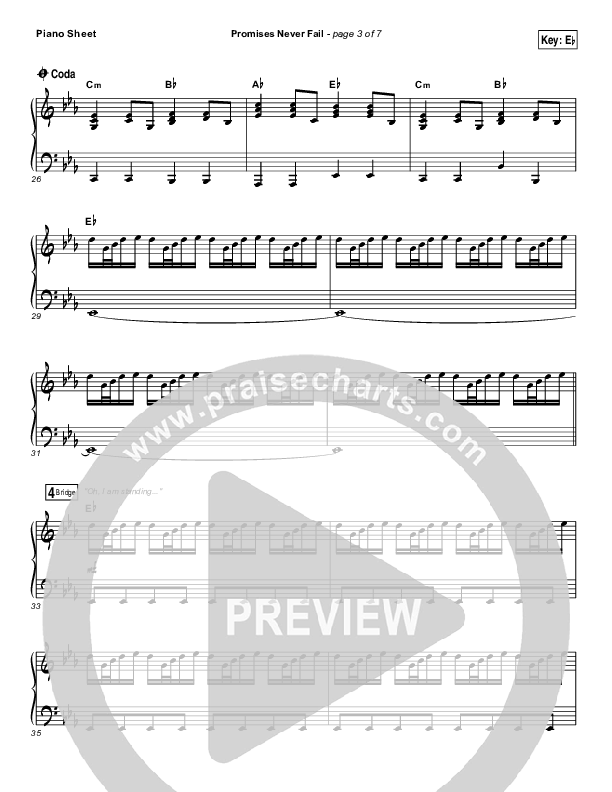 Promises Never Fail Piano Sheet (Bethel Music / Emmy Rose)