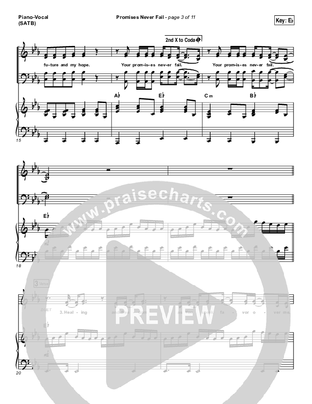 Promises Never Fail Piano/Vocal (SATB) (Bethel Music / Emmy Rose)