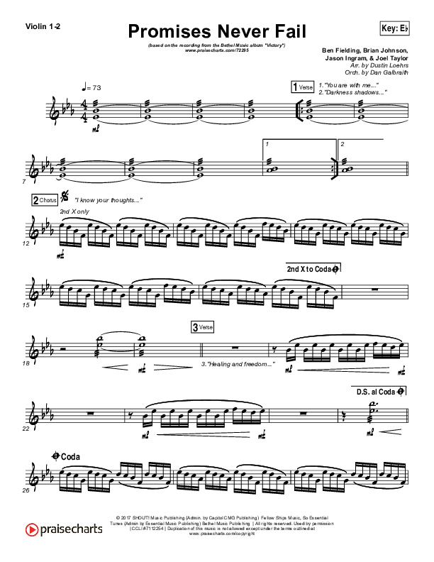Promises Never Fail Violin 1/2 (Bethel Music / Emmy Rose)