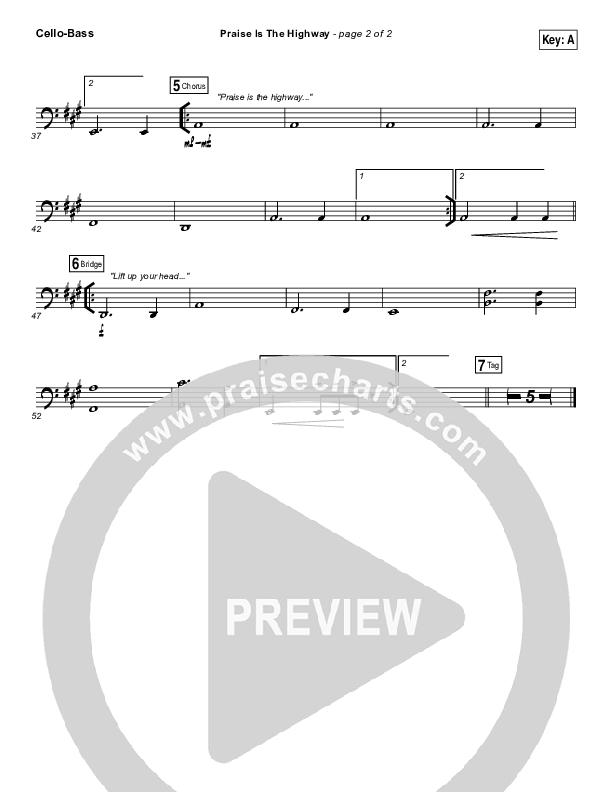 Praise Is The Highway Cello/Bass (Bethel Music / Brian Johnson)