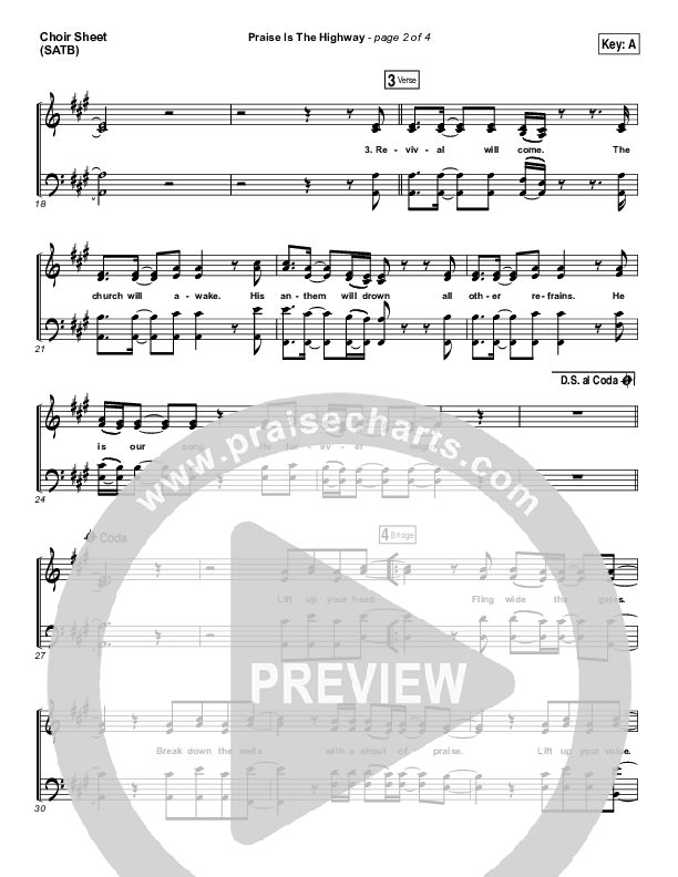 Praise Is The Highway Choir Sheet (SATB) (Bethel Music / Brian Johnson)