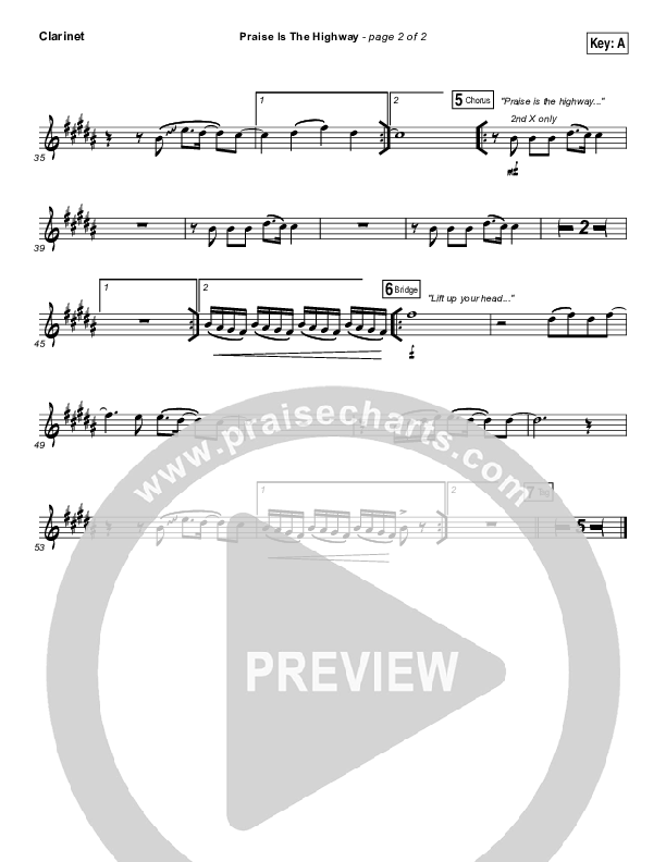 Praise Is The Highway Clarinet (Bethel Music / Brian Johnson)