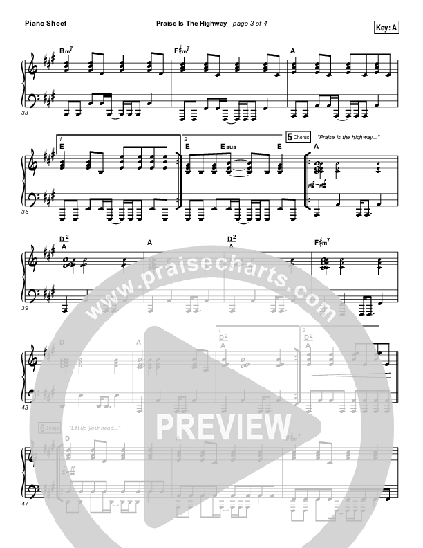 Praise Is The Highway Piano Sheet (Bethel Music / Brian Johnson)