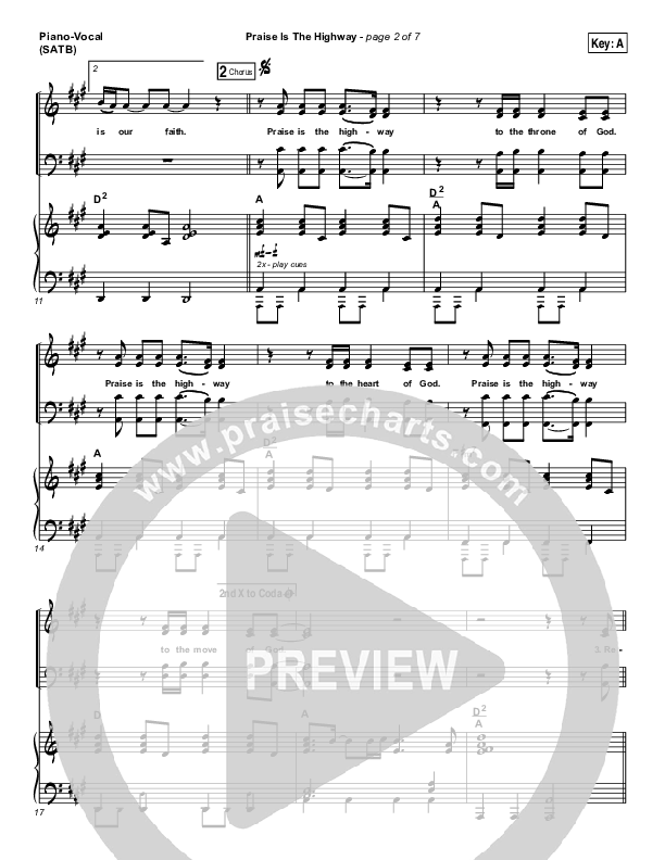 Praise Is The Highway Piano/Vocal (SATB) (Bethel Music / Brian Johnson)