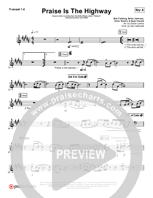 Praise Is The Highway Trumpet 1,2 (Bethel Music / Brian Johnson)
