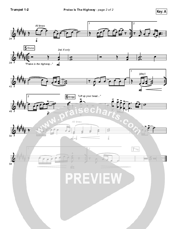 Praise Is The Highway Trumpet 1,2 (Bethel Music / Brian Johnson)