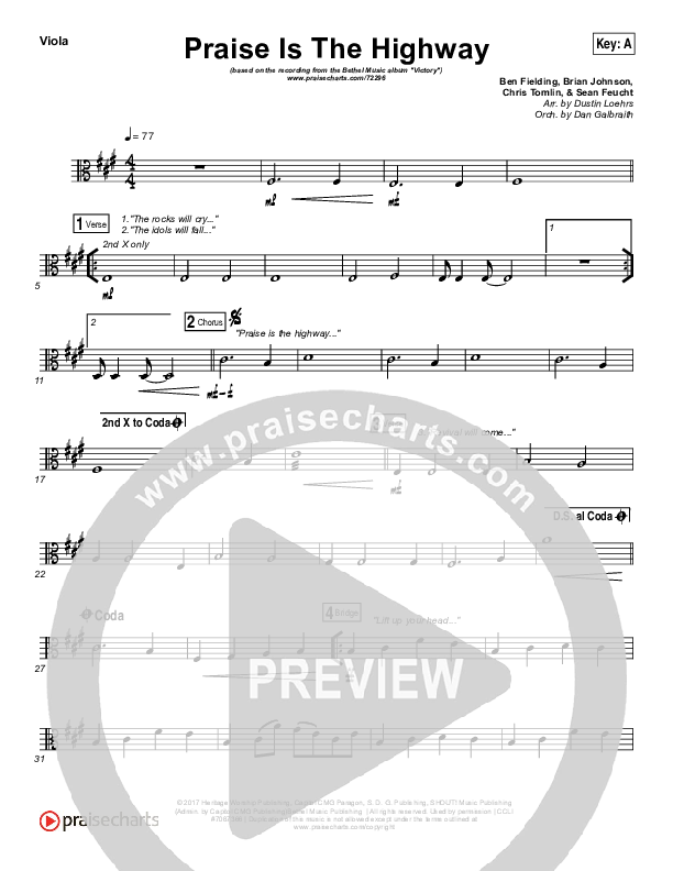Praise Is The Highway Viola (Bethel Music / Brian Johnson)