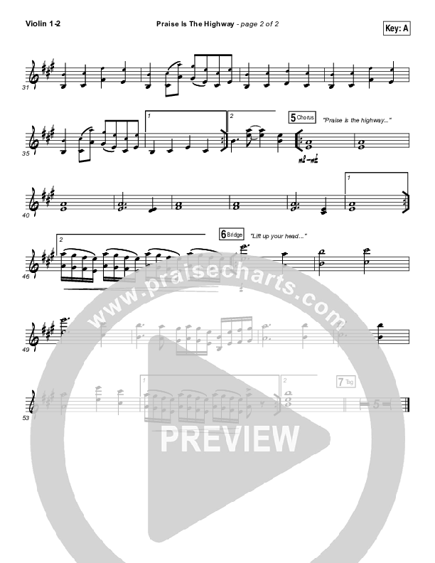 Praise Is The Highway Violin 1/2 (Bethel Music / Brian Johnson)